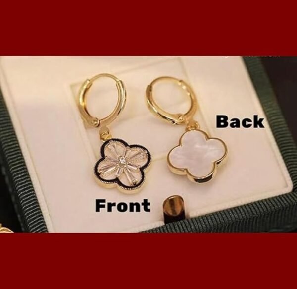Vintage Crystal Flower Drop Earrings, Gold-Toned Leverback - Image 4