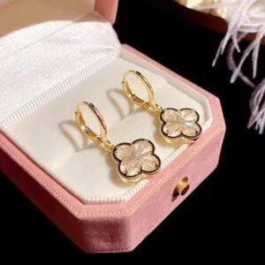 Vintage Crystal Flower Drop Earrings, Gold-Toned Leverback