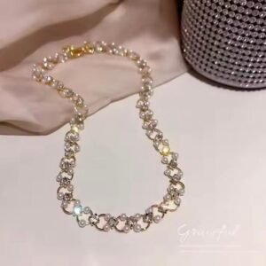 Elegant Pearl Crystal Choker Necklace