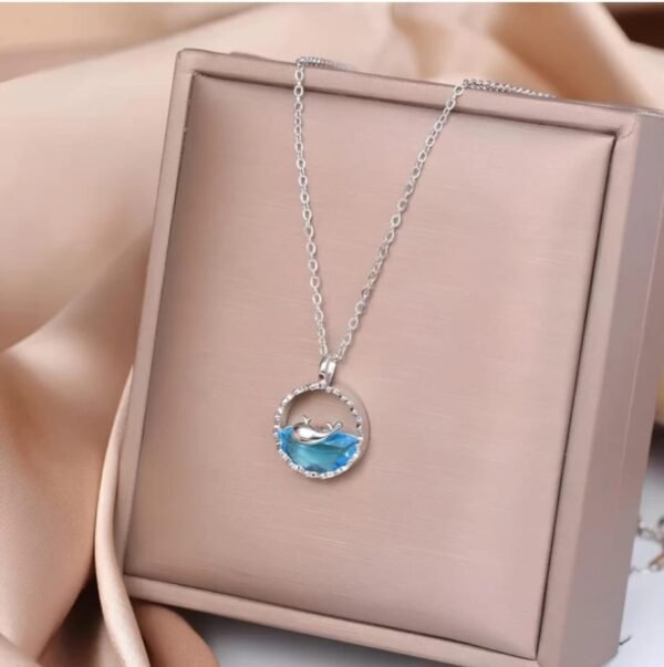 Blue gem Dolphin Necklace - Image 2