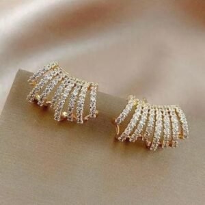 Crystal Rhinestone Huggie Hoop Earrings, Multi-Row Design