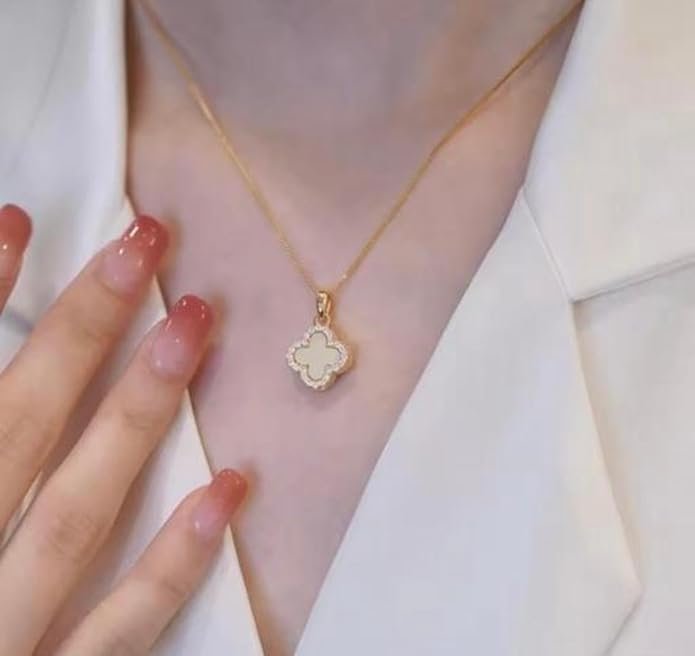 Elegant Four-Leaf Clover Crystal Pendant Necklace - Image 4
