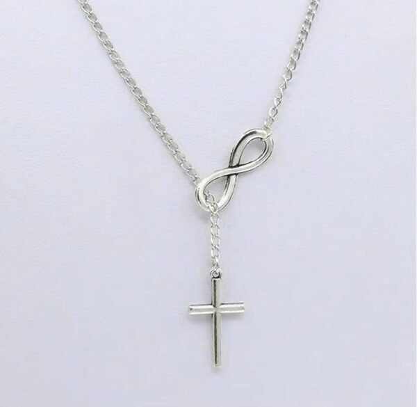 Infinity Cross Pendant Necklace, Y-Style Lariat Design - Image 3