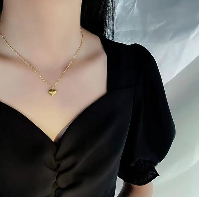 Gold Tone Heart Pendant Necklace, Love Engraved, Chain Included - Image 3