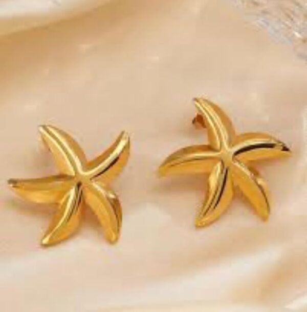 Gold-Toned Starfish Stud Earring - Image 2