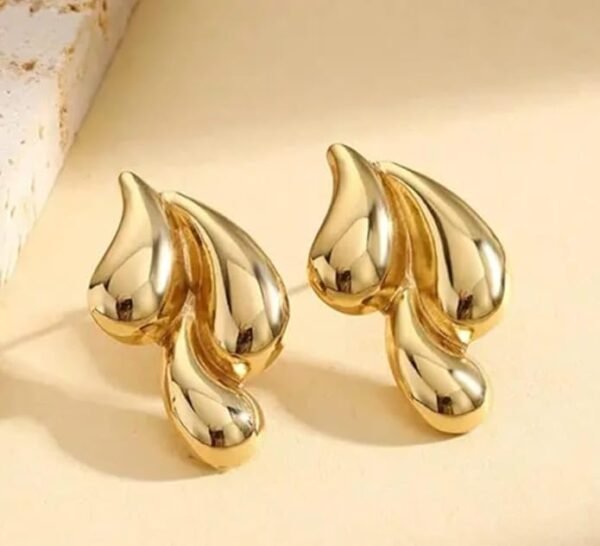 Elegant Gold-Tone Teardrop Stud Earrings - Image 2