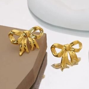 Gold-Plated Bow Stud Earring