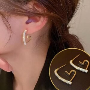 Heart-Shaped Crystal Stud Earrings