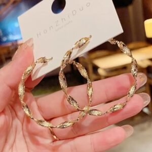 Twisted Hoop Earrings, Gold Plated, Large Statement Design