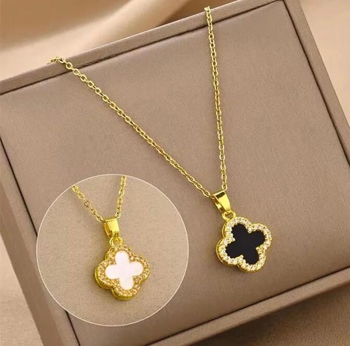 Elegant Four-Leaf Clover Crystal Pendant Necklace