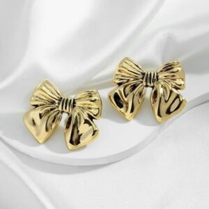 Vintage Style Gold Bow Stud Earring