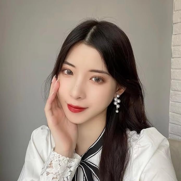 Elegant Pearl Drop Earrings, Gold-Toned Metal, 6-Pearl Cascade Design, White - Image 4