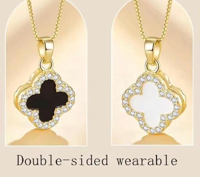 Elegant Four-Leaf Clover Crystal Pendant Necklace - Image 6