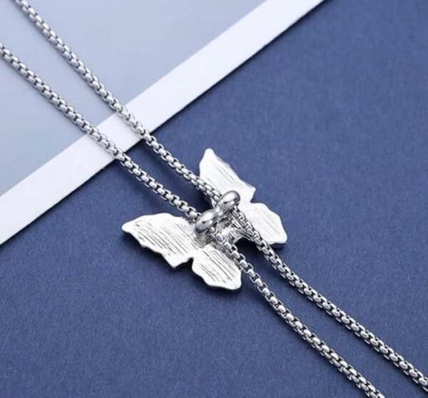 Vintage Butterfly Chain Threader Necklace, Black Metal, Pendant Style - Image 4