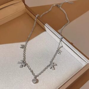 Butterfly Charm Chain Necklace, Silver-Tone, Crystal Rhinestone Pendant