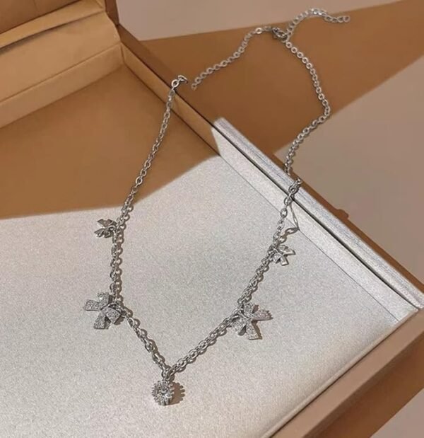 Butterfly Charm Chain Necklace, Silver-Tone, Crystal Rhinestone Pendant