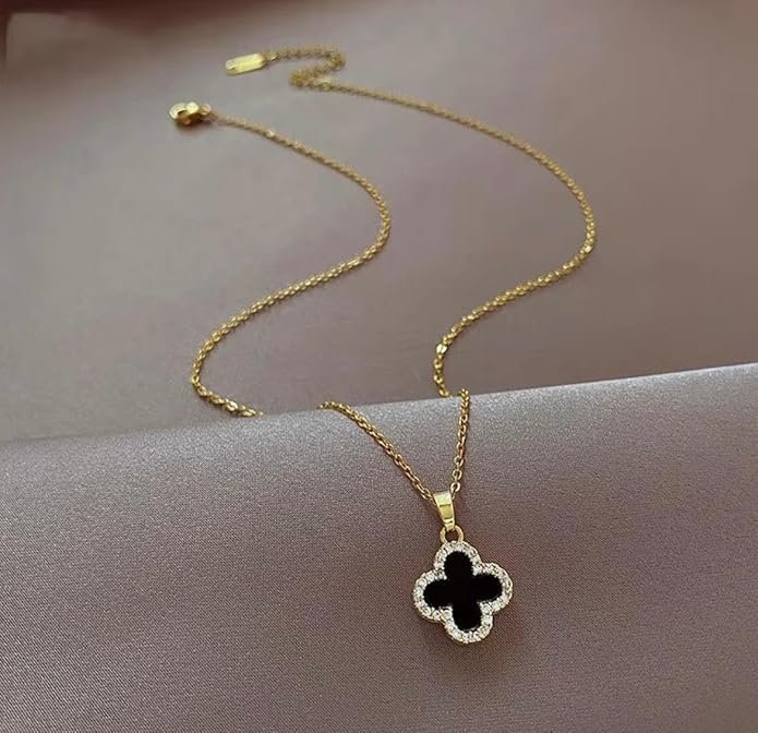 Elegant Four-Leaf Clover Crystal Pendant Necklace - Image 5