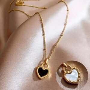 Gold Heart Pendant Necklace with Pearl, Delicate Chain