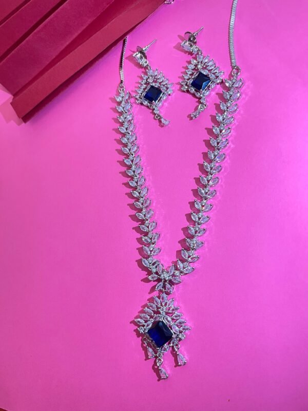 Crystal Bridal Jewellery Set with Stone Pendant, Necklace and Earrings (4 Color) - Image 8