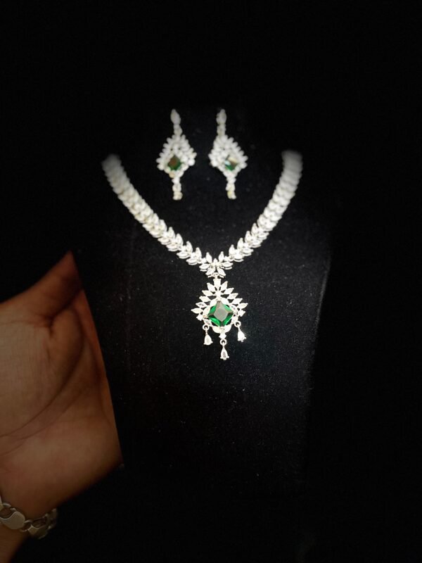 Crystal Bridal Jewellery Set with Stone Pendant, Necklace and Earrings (4 Color) - Image 7