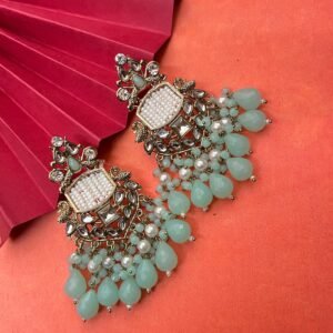 Vintage Style Crystal Chandelier Earrings, Beaded Drop Design with Pearl (4 Color)
