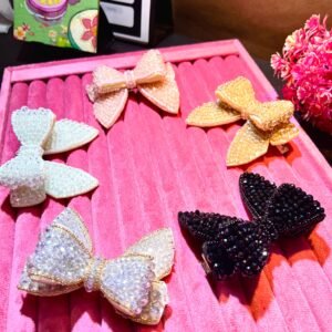 Crystal Beaded Bow Hair Clips