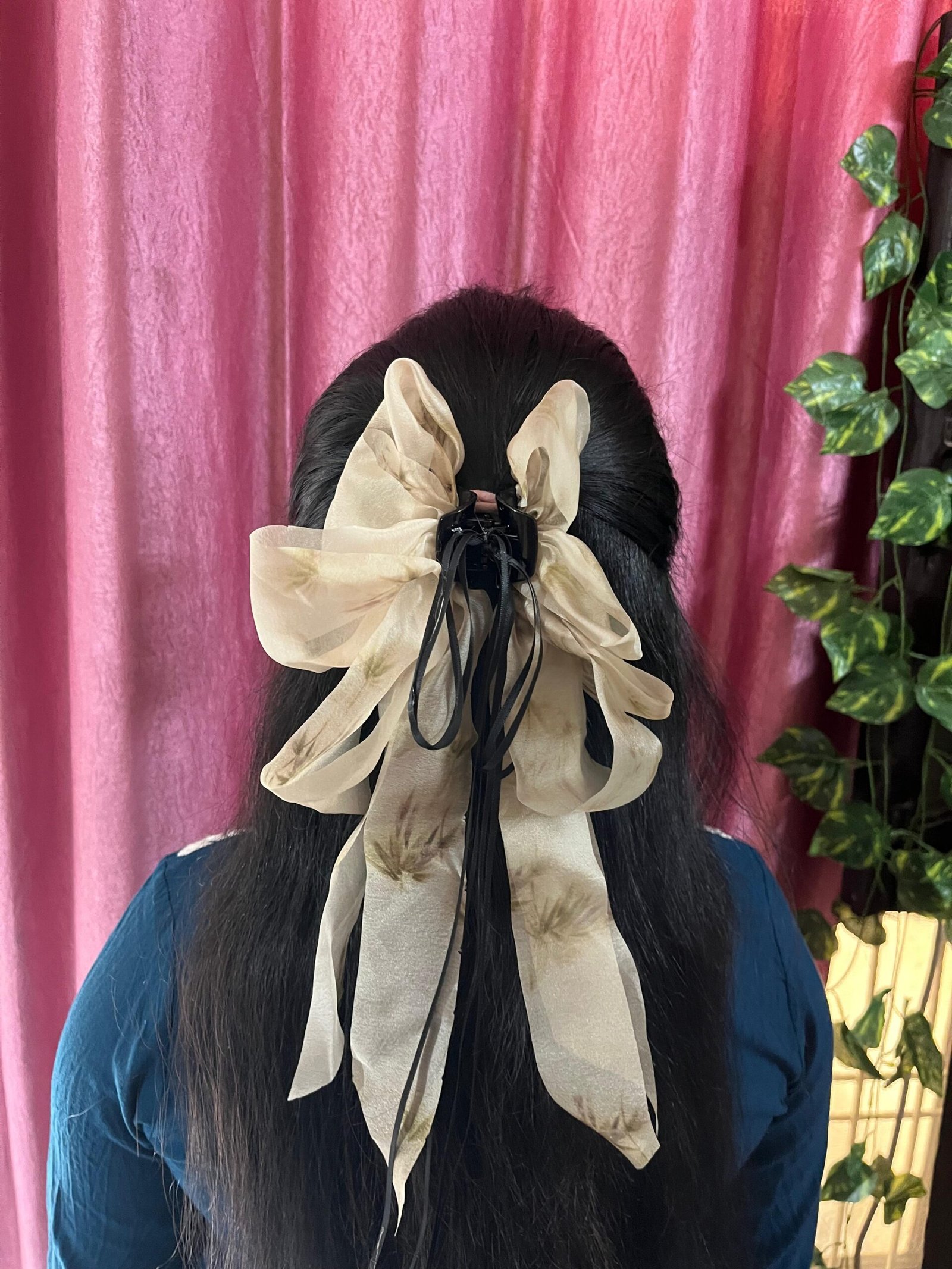 Floral Print Ruffled Bow Hair Clip - Image 6