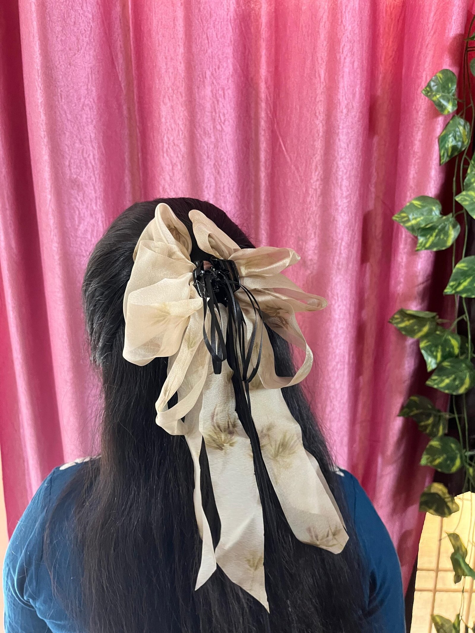 Floral Print Ruffled Bow Hair Clip - Image 5