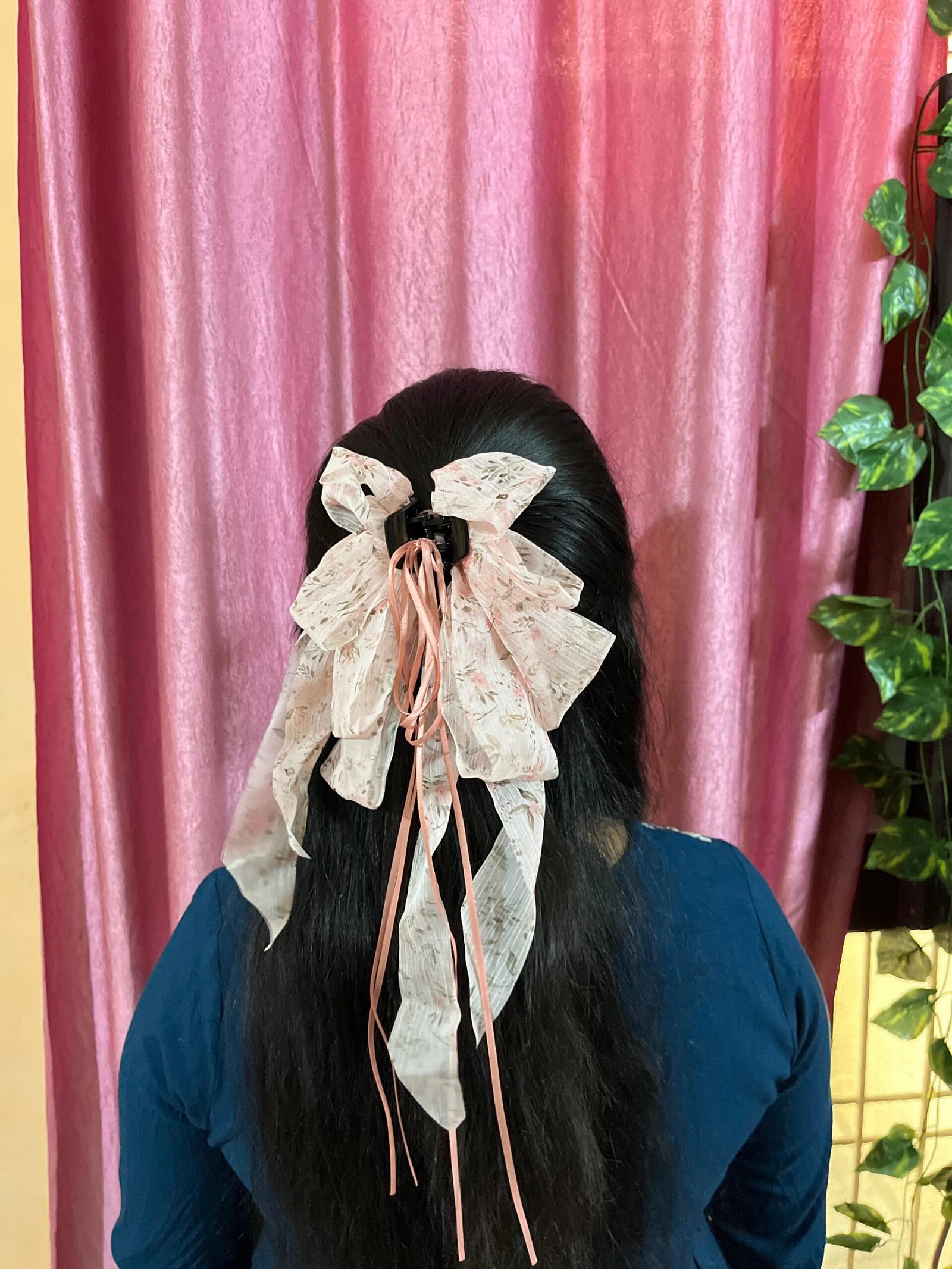 Floral Print Ruffled Bow Hair Clip - Image 11