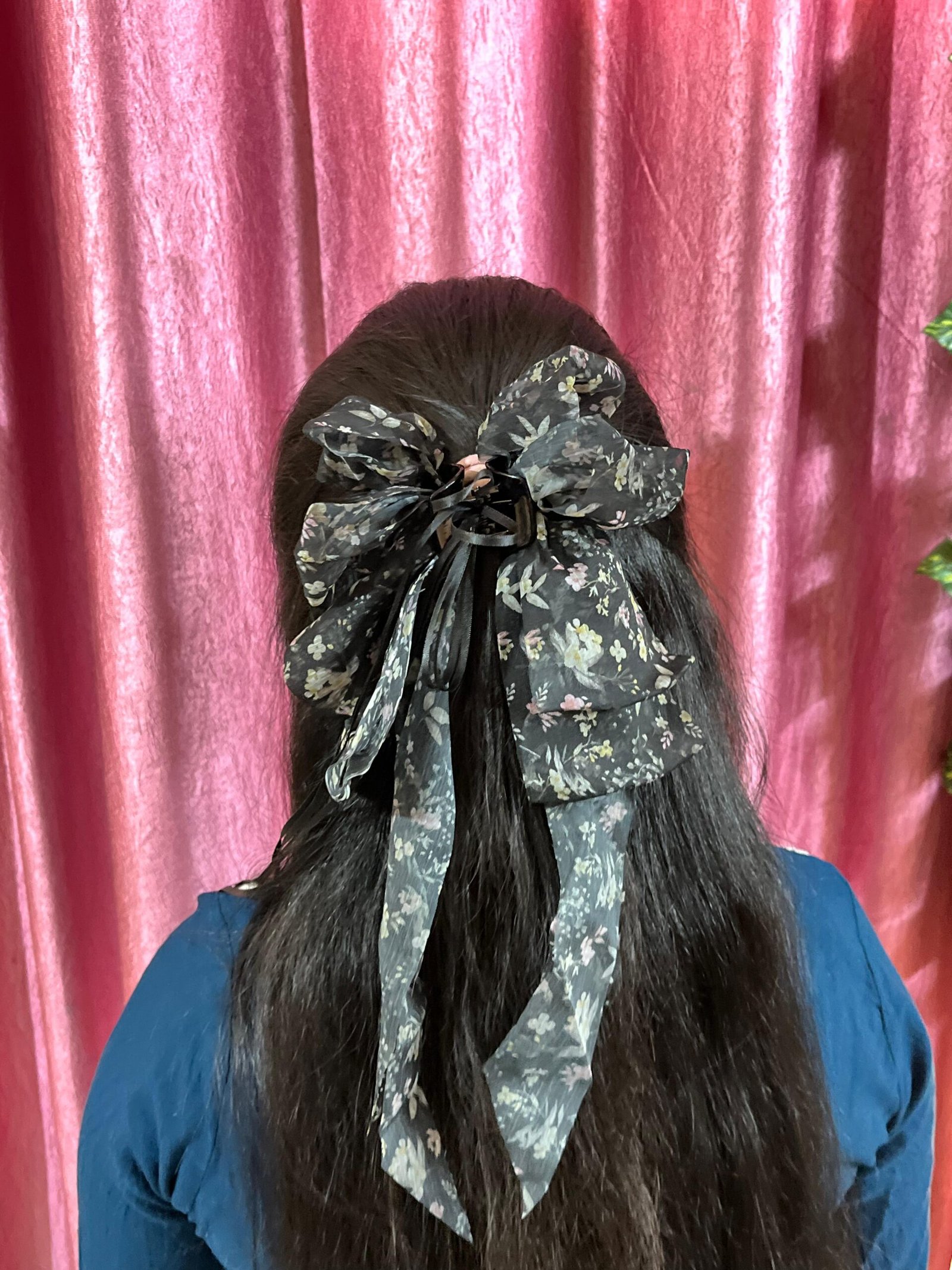 Floral Print Ruffled Bow Hair Clip - Image 17