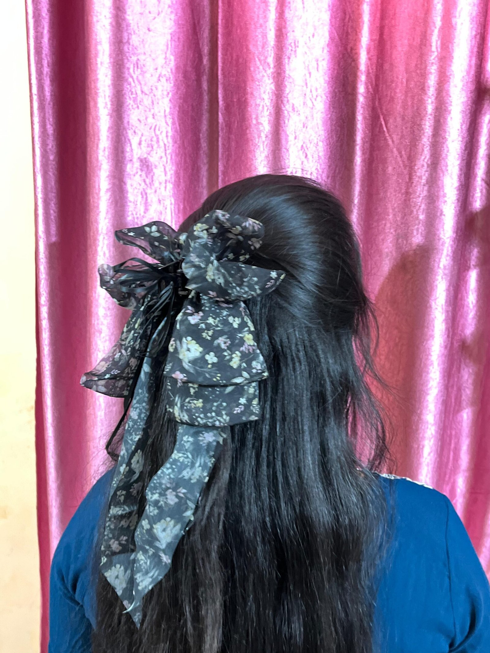 Floral Print Ruffled Bow Hair Clip - Image 18