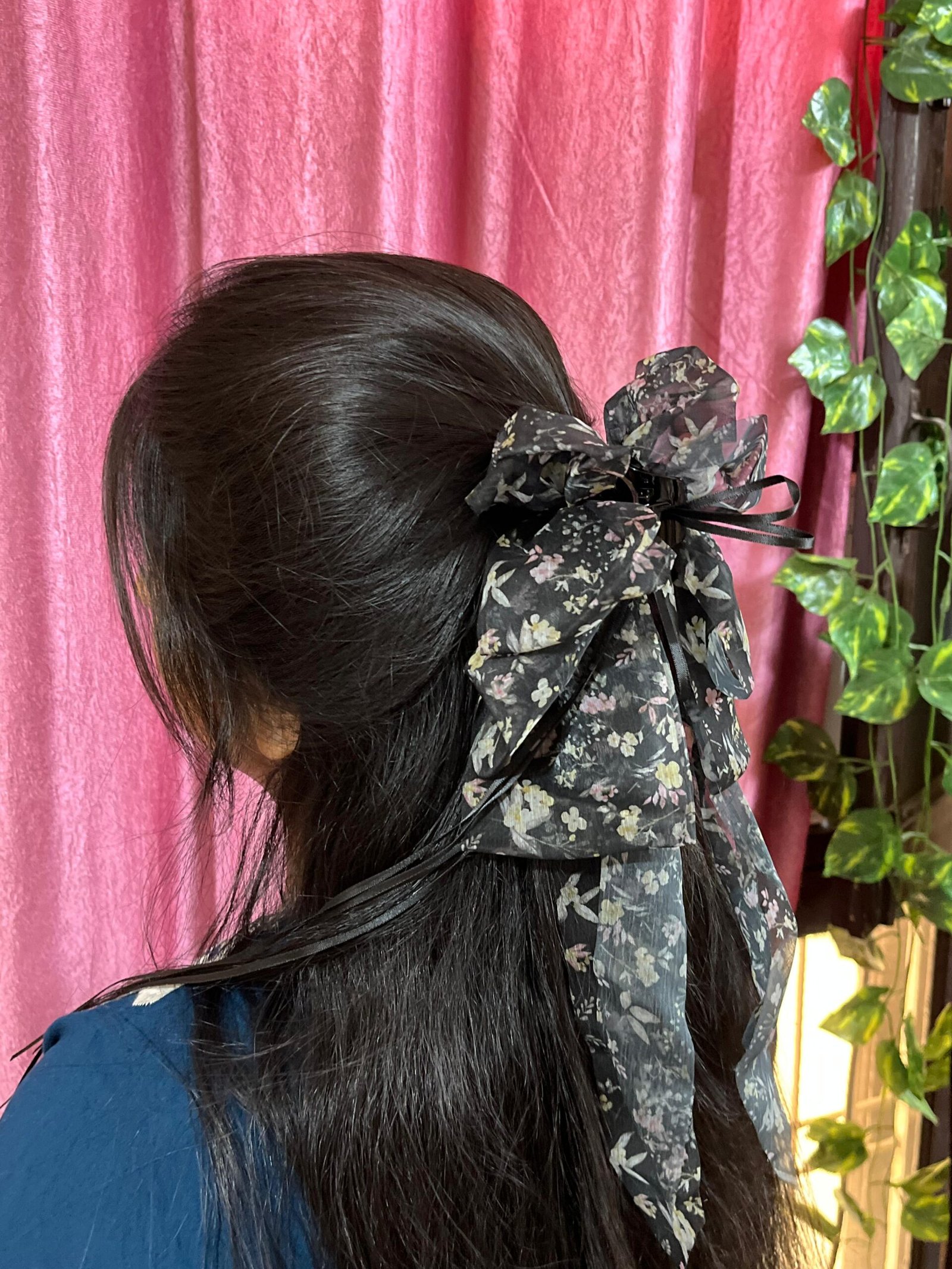 Floral Print Ruffled Bow Hair Clip - Image 16