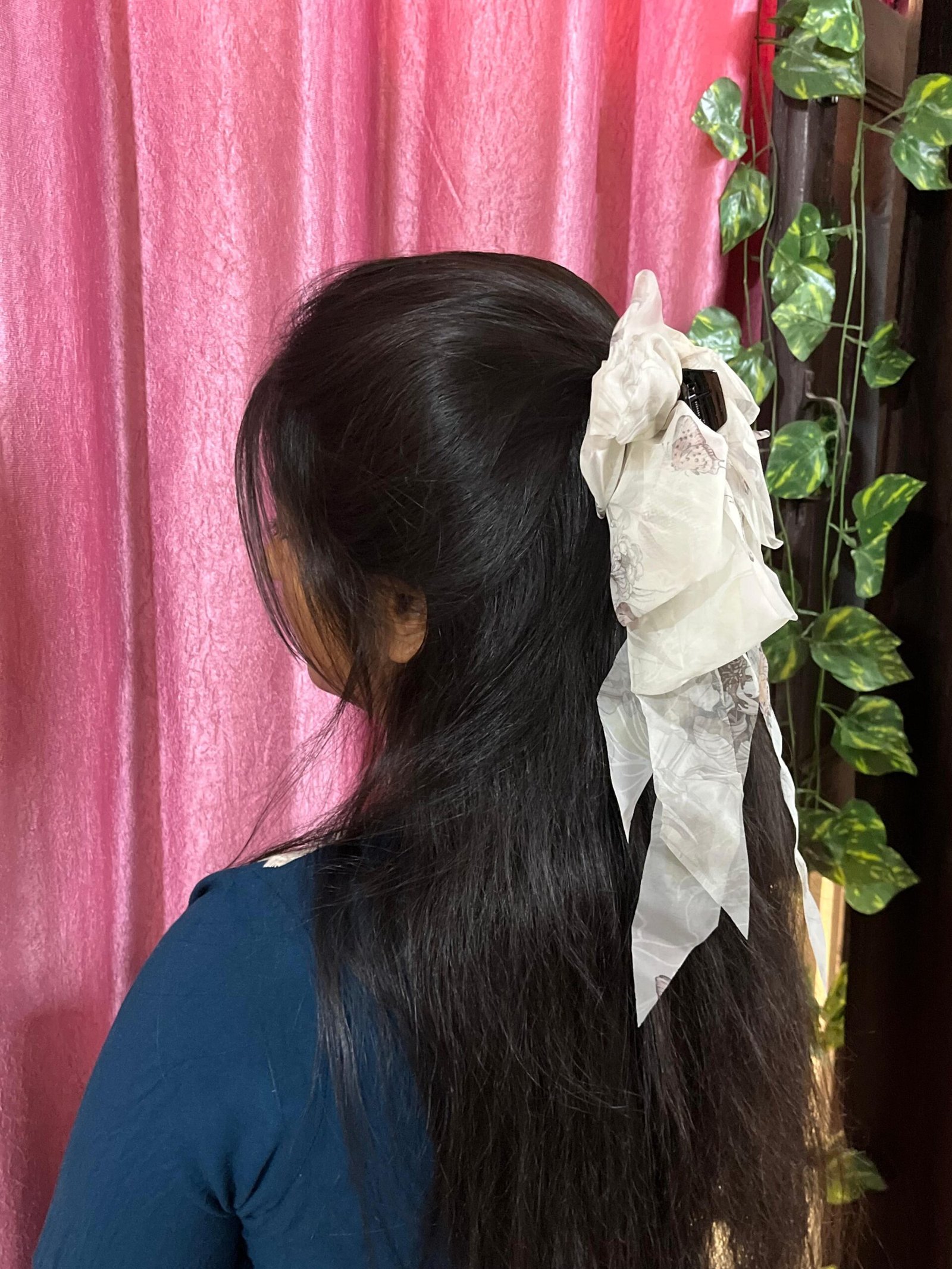 Floral Print Ruffled Bow Hair Clip - Image 19