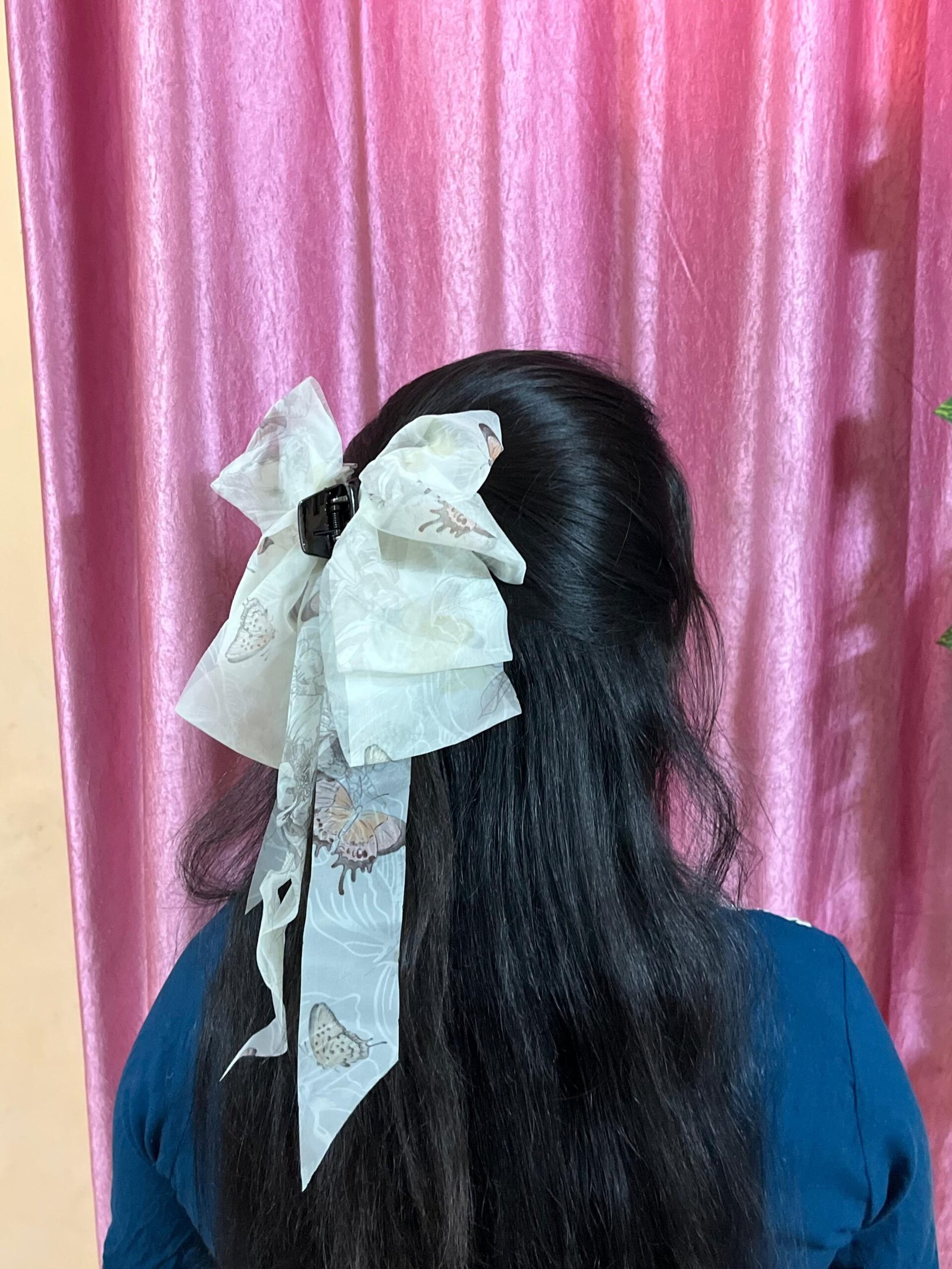 Floral Print Ruffled Bow Hair Clip - Image 21