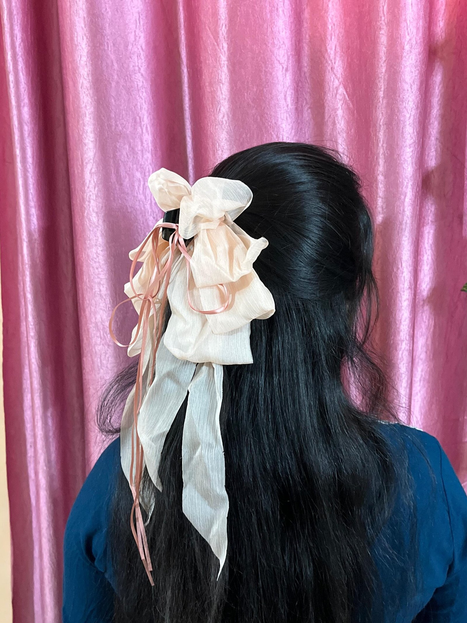 Floral Print Ruffled Bow Hair Clip - Image 24