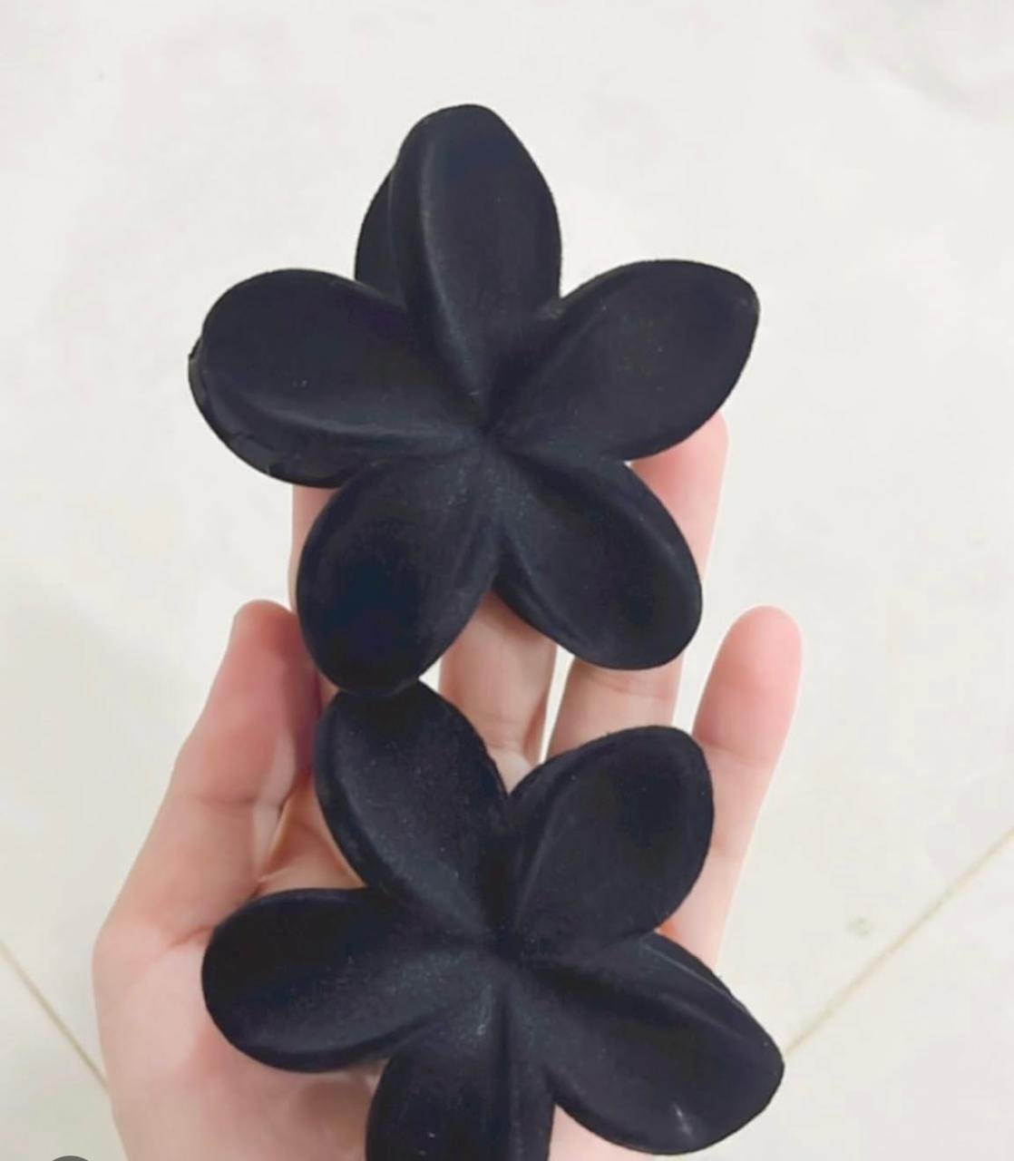 Floral Hair Claw Clutch, Plumeria Design, Color of 6 Velvet Finish Clutch - Image 7