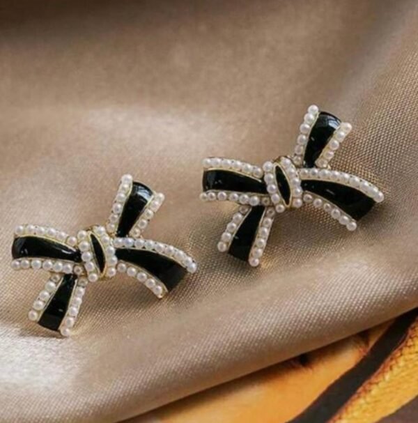 Bow Design Stud Earrings, Gold Plated Copper Alloy, Western Style, 2 cm (2 Color) - Image 8