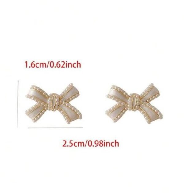 Bow Design Stud Earrings, Gold Plated Copper Alloy, Western Style, 2 cm (2 Color) - Image 5