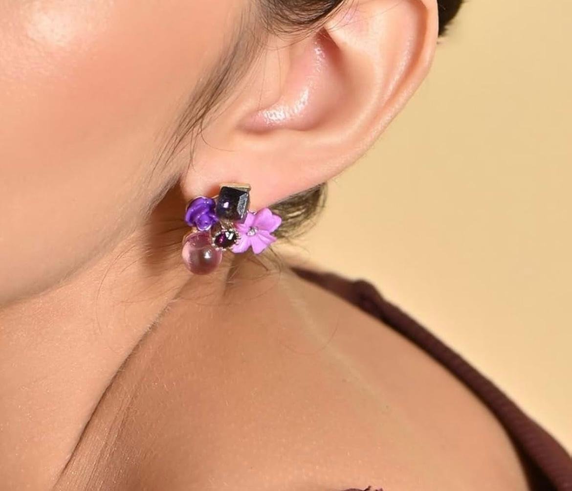 Korean Style Minimalist Gold Pearl Stud Hoop Earrings Latest Stylish Trendy Earrings for Women and Girls - Suitable for Office Wear, Casual Wear or Party Outfit