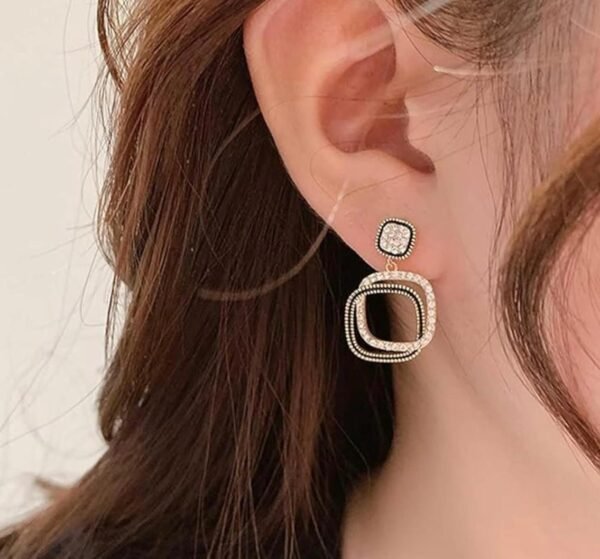 Western Style Square Drop Earrings, Gold Plated Copper Alloy