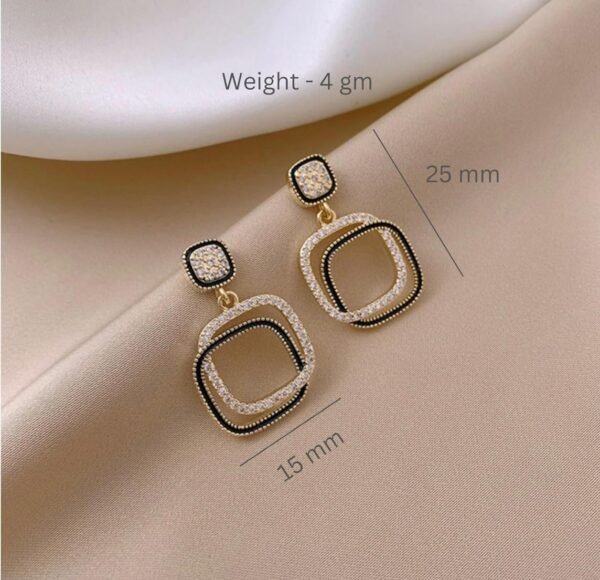 Western Style Square Drop Earrings, Gold Plated Copper Alloy - Image 6
