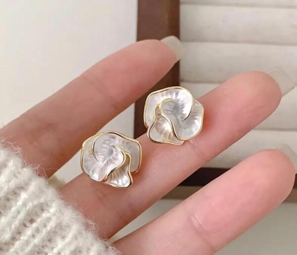 Elegant Black Rose Stud Earrings, (2 Color) - Image 7