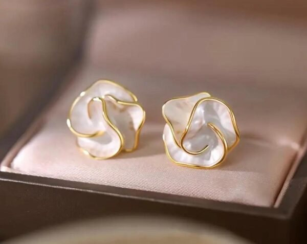 Elegant Black Rose Stud Earrings, (2 Color) - Image 10