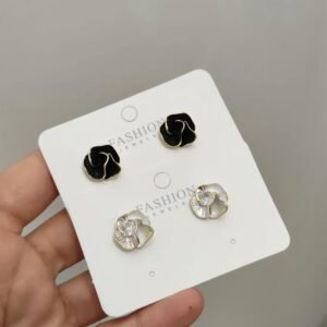 Elegant Black Rose Stud Earrings, (2 Color)