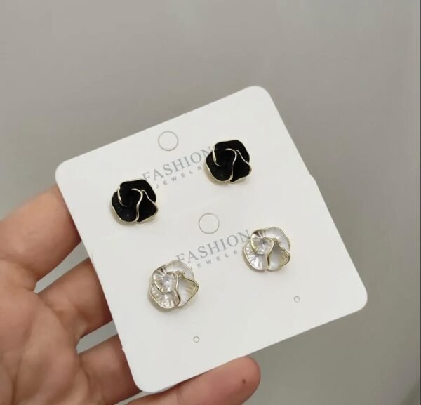 Elegant Black Rose Stud Earrings, (2 Color)