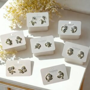 Floral Stud Earrings with Pearl and Crystal (7 Variants )