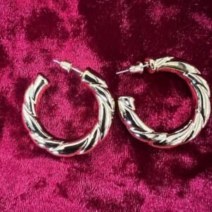 Twisted Design Gold-Toned Hoop Earrings, Alloy Steel